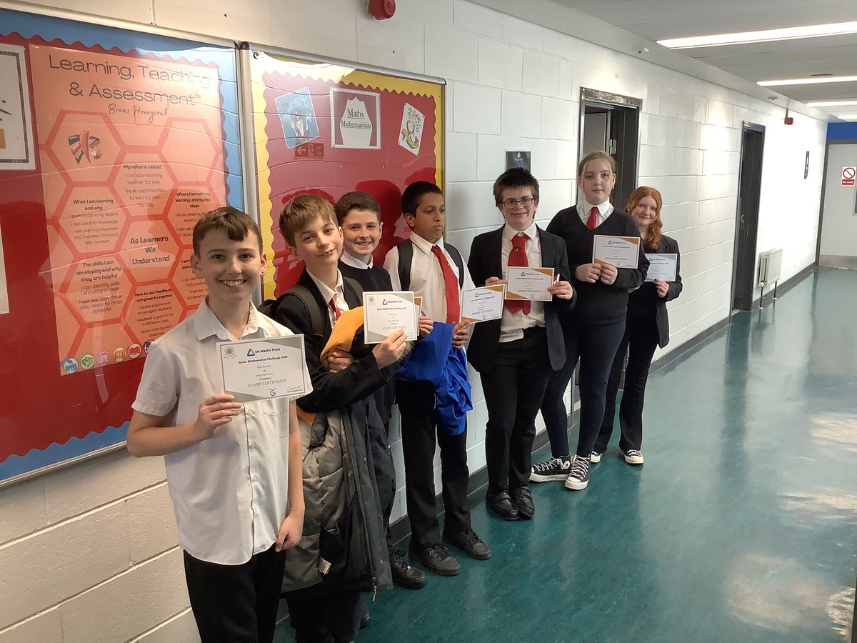 Just some of our brilliant S1 and S2 pupils who achieved bronze and silver certificates in the recent UKMT Junior maths challenge. Well done to all those who put themselves forward and had a go! And an even bigger well done to our certificate winners.