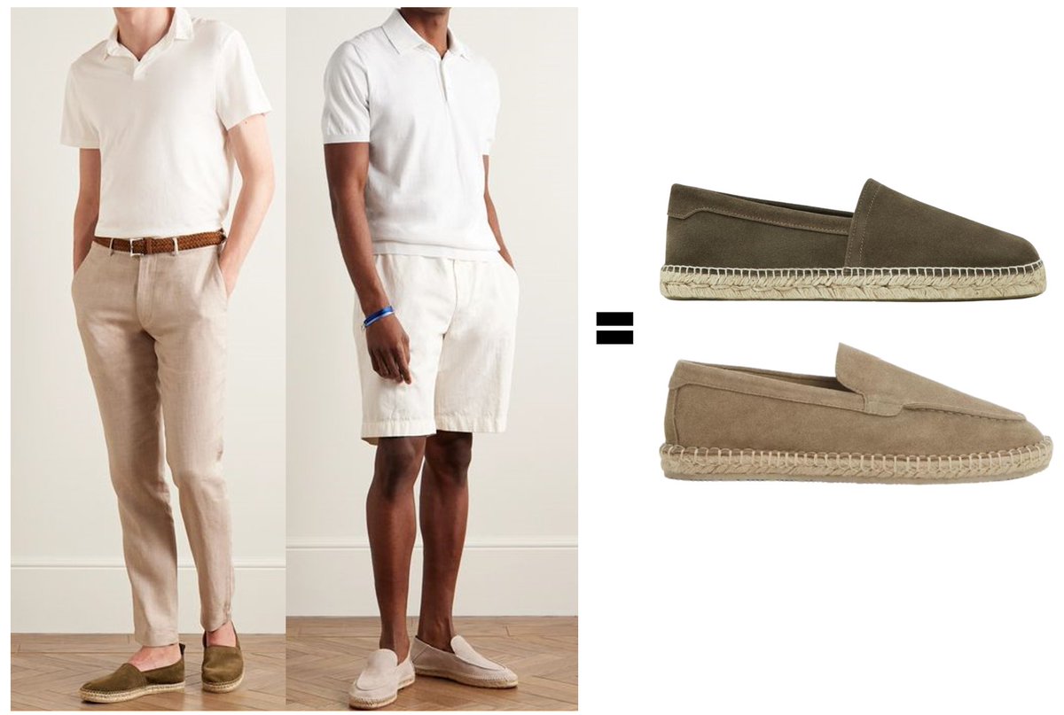 Espadrilles for the warm weather season.👌

Green espadrilles from Massimo Dutti (affiliate link): bit.ly/4agfneG 
Beige espadrilles from MANGO (affiliate link): bit.ly/4dAIe0u
