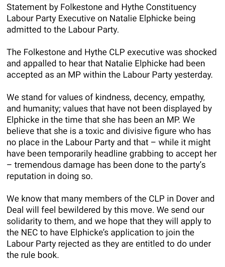Please read our statement on Natalie Elphicke being admitted to the Labour Party.