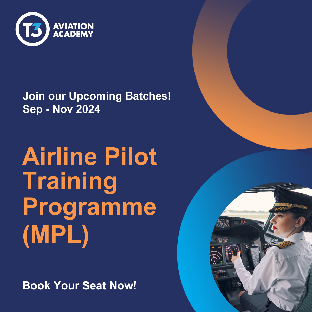 Your future is up in the skies!​
​
Our Airline Pilot Training Programme comes with Guaranteed 1500 Flying Hours + 2 licences (MPL and ATPL) upon successful completion of the programme*​
​
Contact +971 56 118 4524

#t3aviationacademy #pilot #aviation