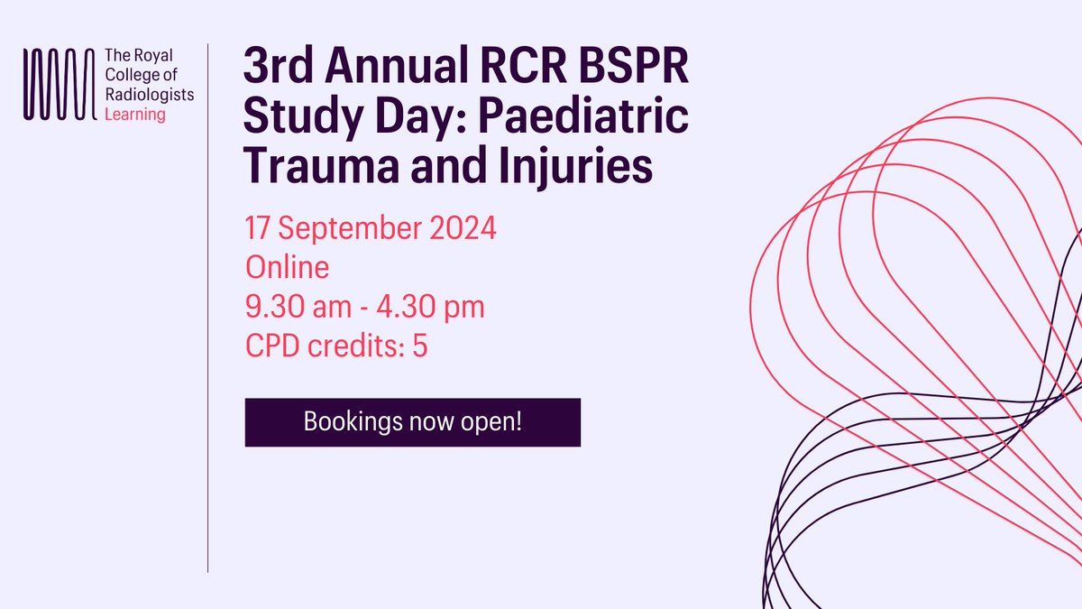 Bookings are now open for the 3rd Annual RCR and BSPR study day on paediatric trauma and injuries. This online event is relevant to those working in #paediatrics, MSK and allied healthcare professions. 👉 bit.ly/3xXWRKW