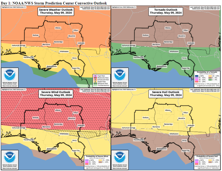 KerriCopello's tweet photo. Multi-round event expected for SWGA -- Enhanced Risk (3/5) - damaging winds, several tornadoes and large hail possible. Timing for Albany is 1-3p. #swga #gawx https://t.co/bE4DI2QgpX