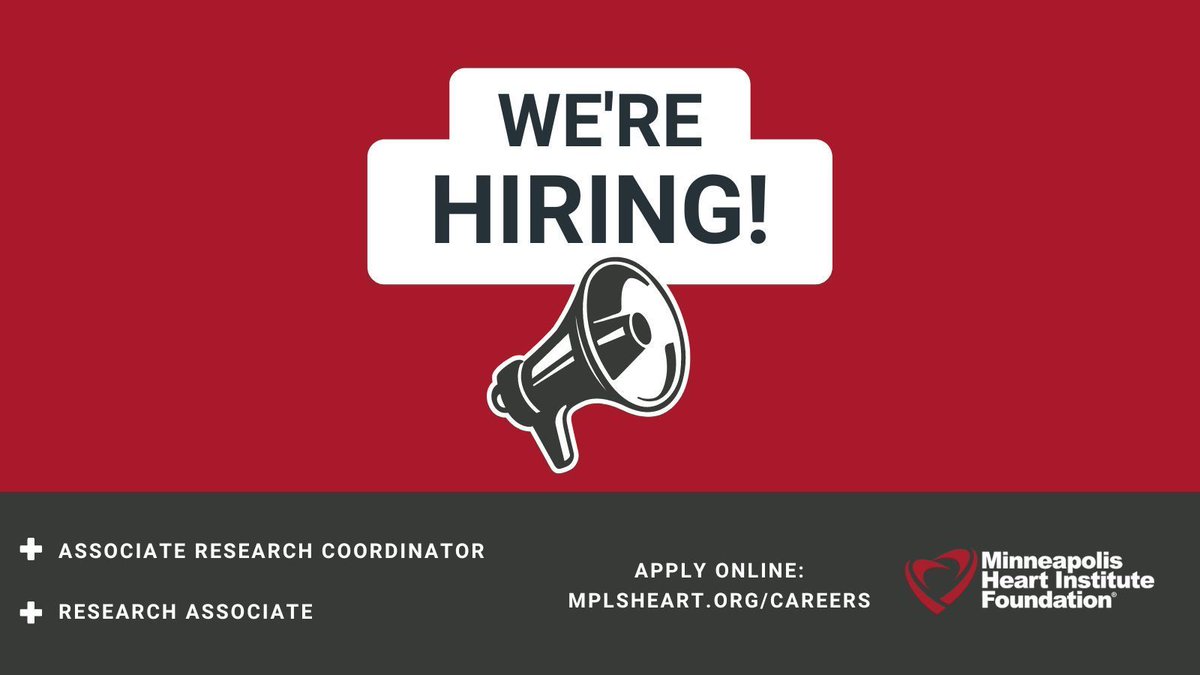 📢 Searching for an opportunity in healthcare and heart research? We have several openings including, associate research coordinator, research associate, and more! Apply today and make a difference in patient lives: buff.ly/3TgHnIO #cardiotwitter