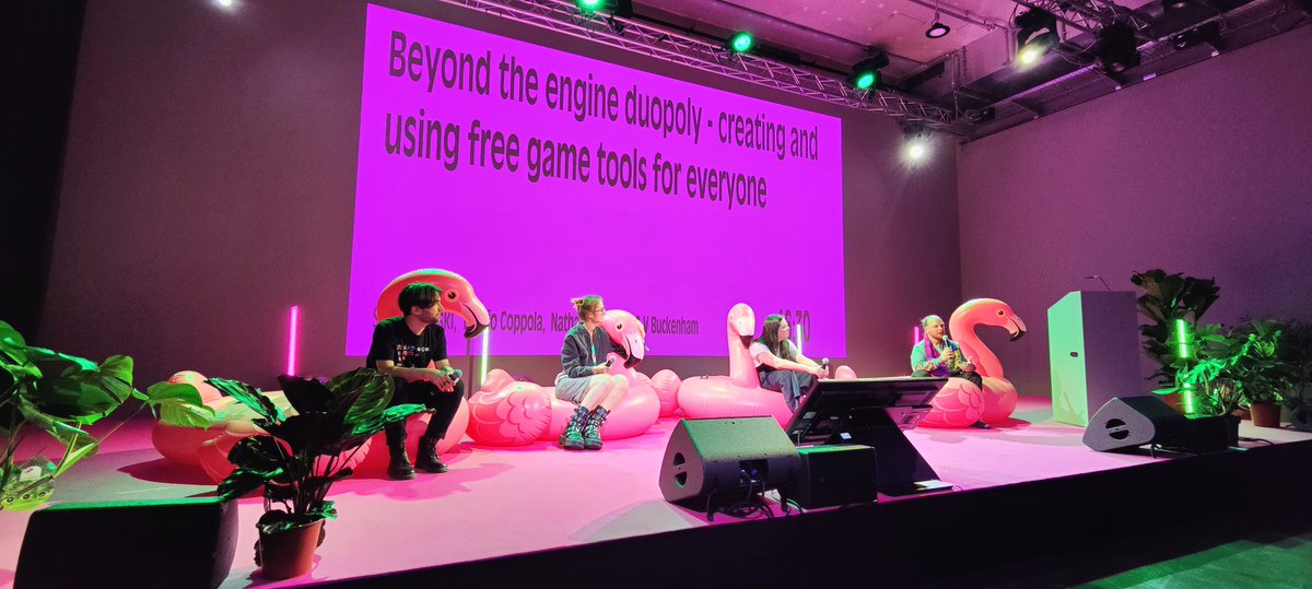 I'm really enjoying this talk at @AMazeFest:  Beyond the engine duopoly - creating and using free game tools for everyone with @emi_cpl @alienmelon @v21 & @Sosowski