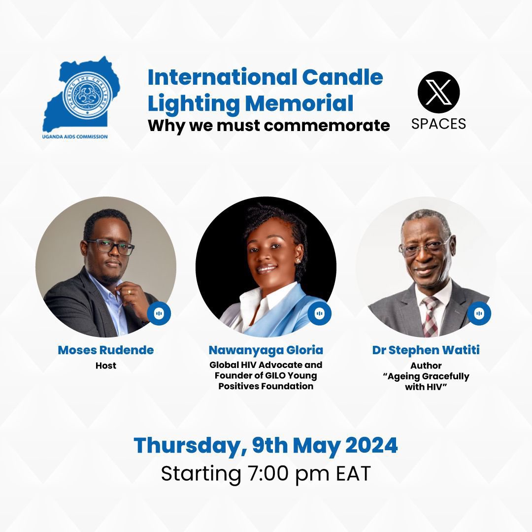 Why we must commemorate Candlelight? 
Join us today for this great conversation with my role model @WatitiStephen. 
We need to remember and celebrate all those who lost their lives to HIV and the progress so far. 

Don’t miss 👇

x.com/i/spaces/1jmjg…

#Candlelightmemorial