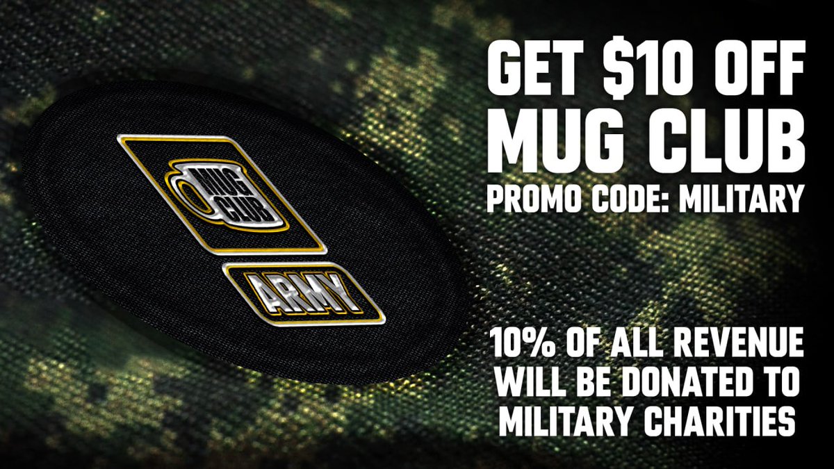 ALL MONTH LONG: Get $10 off Mug Club when you use promo code: MILITARY 10% of ALL REVENUE will be donated to Military Charities Join Today! mugclub.rumble.com/support/promo/…