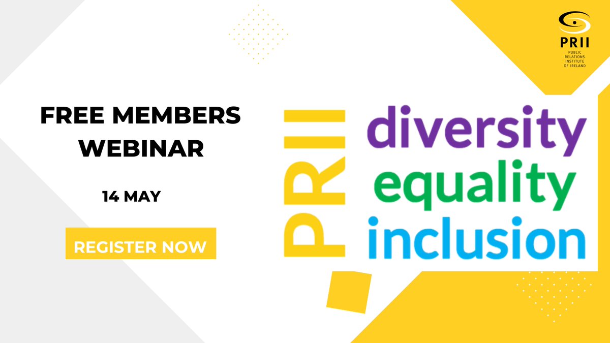 PRII DEI Initiative is back with a webinar about move from Corporate Social Responsibility to Corporate Social Justice; how Dublin Agency is creating PR opportunities; how members can become mentors for people facing career barriers. Click on bit.ly/44AaE6q to register.