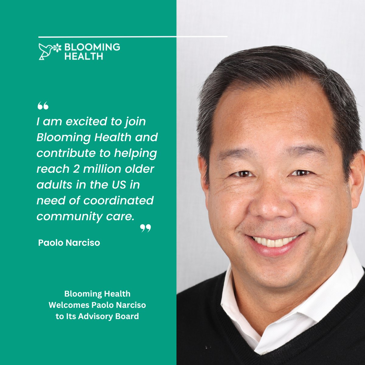 Please join us in welcoming <a href="/VjPaoloNarciso/">paolo narciso</a> to our team as the newest member of our Advisory Board!  

Learn more here: hubs.la/Q02wGgV70 

#aging #agetech #healthinnovation #boardofdirectors #healthcareleaders #communityhealth #industryleaders #futureofhealthcare
