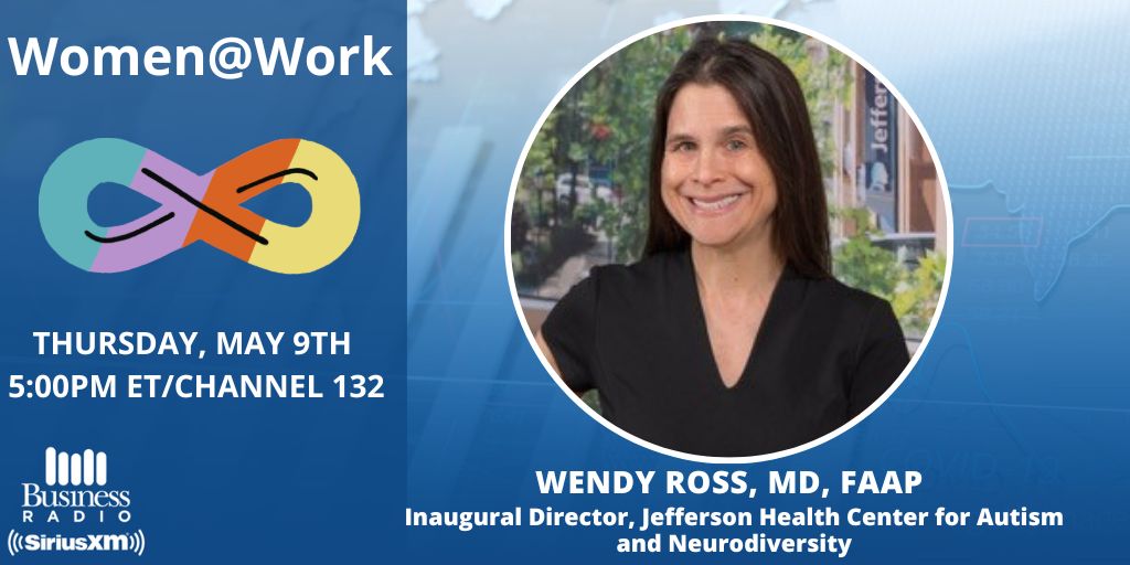 TODAY at 5pm ET - @TJUHospital's Wendy Ross joins @WhartonPA's @LauraZarrow for an important conversation about Supporting #NeuroDiversity in the Workplace, The Misdiagnosis of Neurodivergent Women & Girls, Embracing Difference and Cultivating Hope! 🔊Tune in on #SiriusXM132🔊