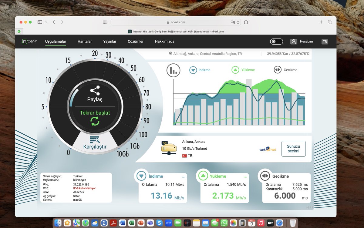 @RRRaskolnikov0 @TurkNet 1-Speed Test
2-Nperf
Kablolu bağlantı…
Kablosuz “bir tık” daha iyiydi sanki üstad?
Bence @TurkNet reklamları şöyle yapmalı:
“Geçmişi mi özlüyorsunuz? Nostalji mi arıyorsunuz? Çevirmeli bağlantı sesini size veremeyiz ama İxir ve eKolay İnternet günlerini size yaşatabiliriz”