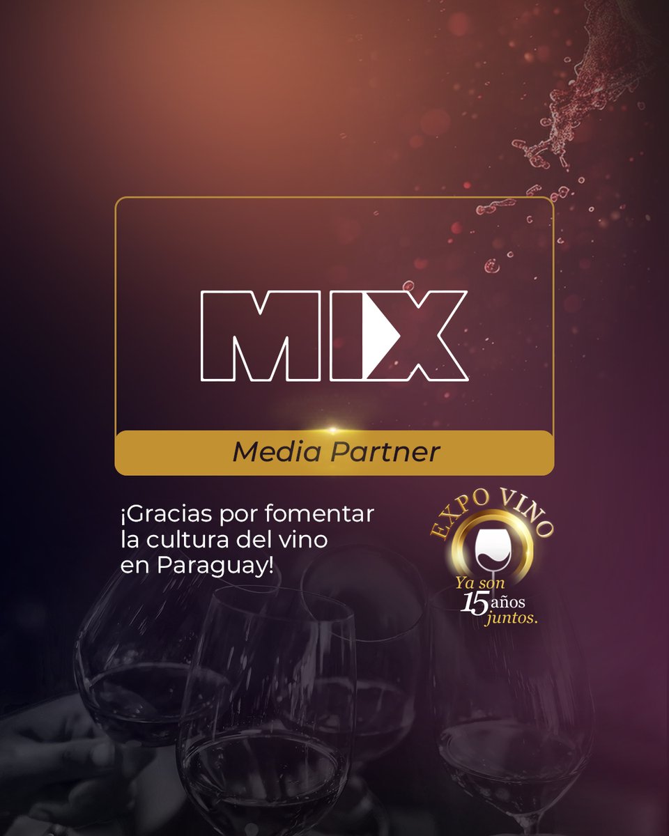 ¡Gracias <a href="/radiomix_py/">RadioMix</a>  por acompañarnos como media partner en nuestro festejo! ¡15 años brindando juntos en EXPO VINO 🍷!