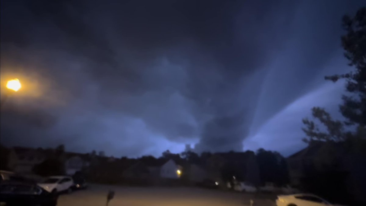 Thanks to Peyton Anderson, an up-and-coming storm chaser, and his dad for sending a video of the tornado-warned storm from this morning. Here is a still frame from that video.