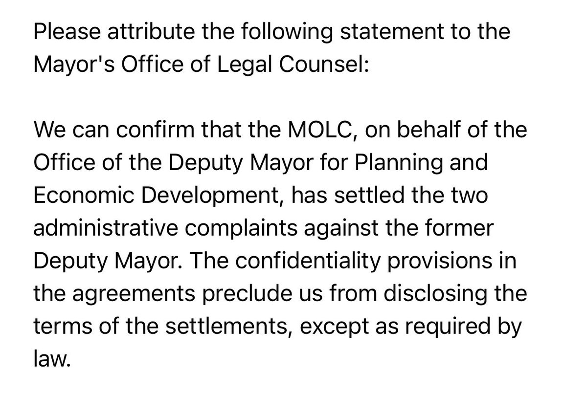 Spokesperson for @MayorBowser confirms a settlement but will not provide details. @nbcwashington