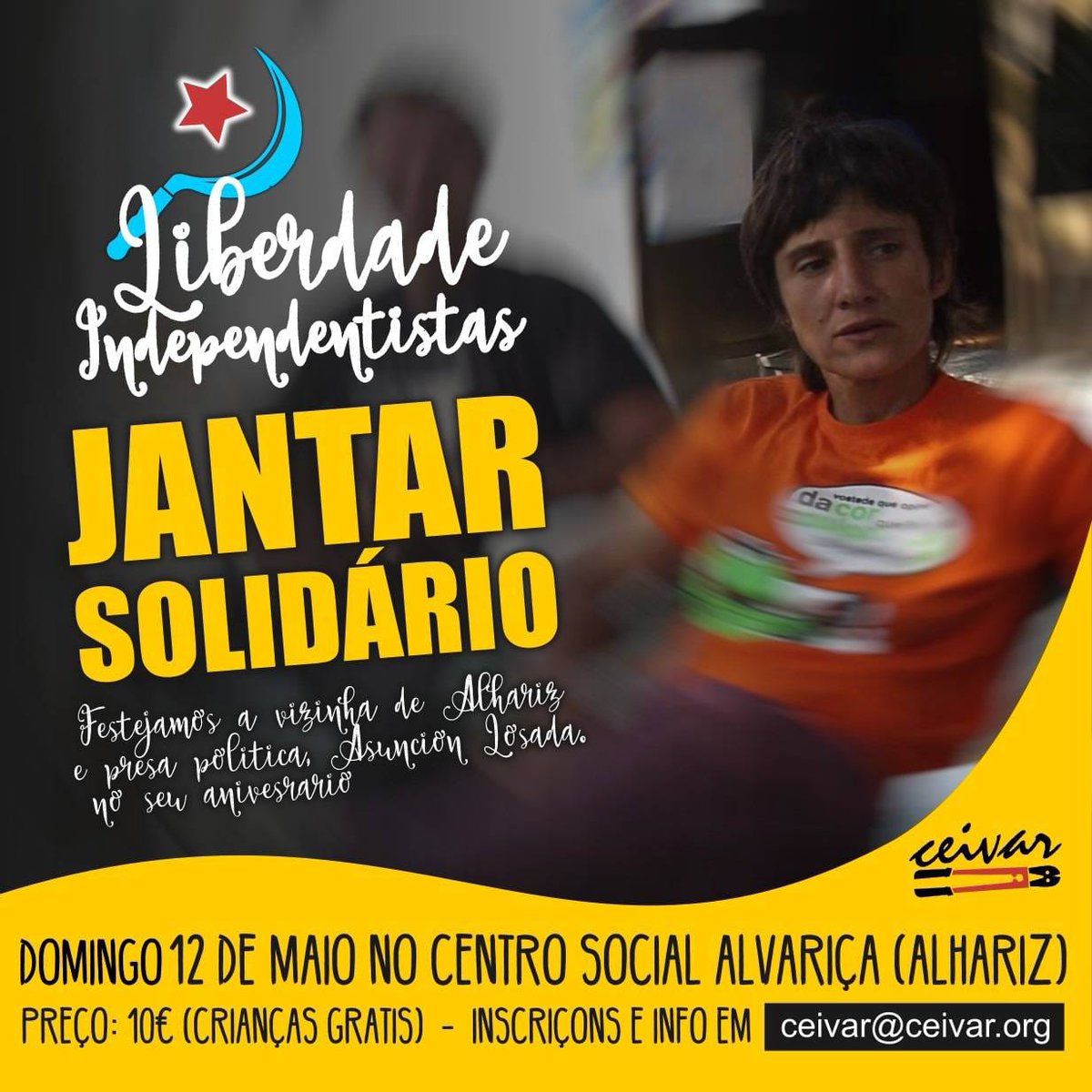 Este domingo, jantar solidário no @csalvariza organizado por @Ceivar_OPAR , a nom perder! Liberdade Independentistas!