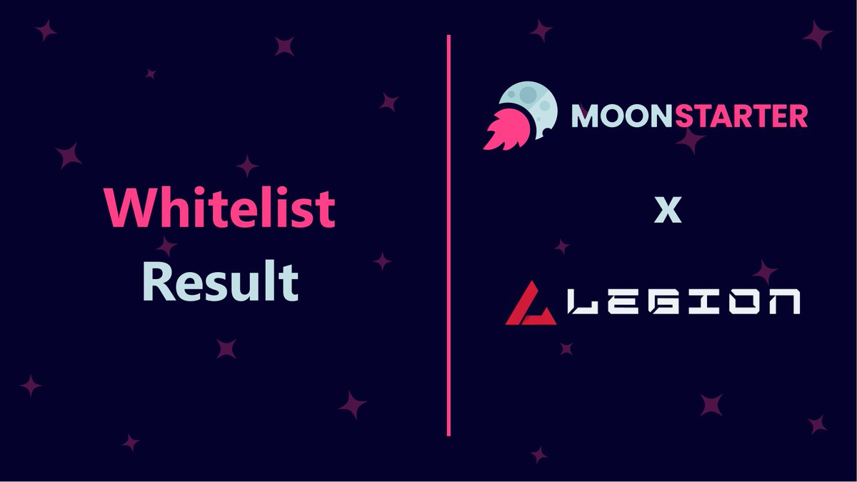 Dear Community, ‼️ Please find here, t.me/Moonstarterann… if you have been whitelisted for Legion Private Sale ‼️ ⚠️Whitelisted wallets are the addresses which: 1) Have staked, filled out the Google Form & have their KYC Approved 2) Won MNST tickets on Zealy, provided an…