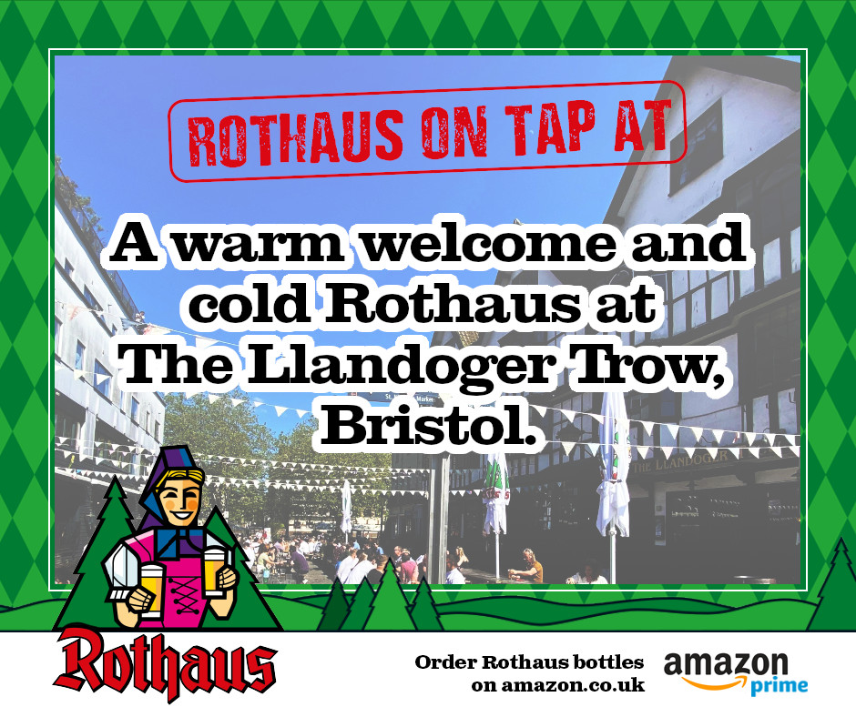Drink Rothaus in one of Bristol's oldest pubs, steeped in history and legend. The @llandoger_trow always welcomes you with a warm smile and a cold beer. Look out for their frozen beer glasses! 😀🍻😀  
#LlandogerTrow #BristolPub #Rothaus #GermanBeer #GermanLager