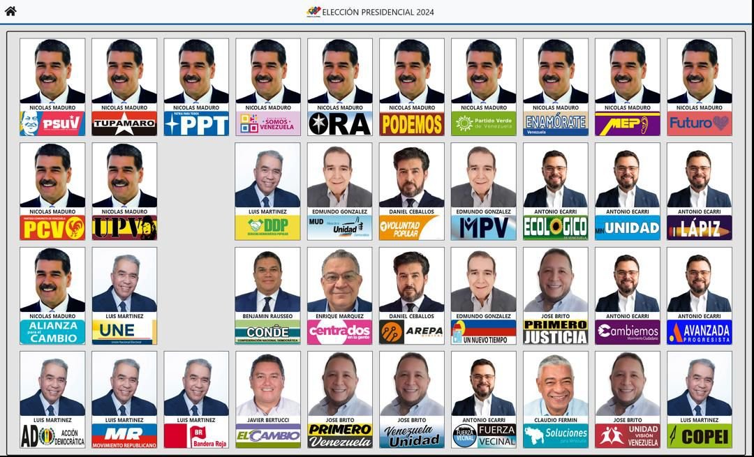 This is the official ballot for Venezuela's presidential elections on July 28th, it features 13 pictures of Maduro.