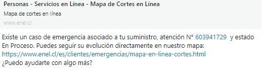 Jaialarcon's tweet photo. @EnelChile  llevamos 3 días sin electricidad  en calle paillacar comuna de Huechuraba y Enel no ha concurrido los avisos son nulos  y hay un robot que sus respuesta no concuerdan con la realidad necesitamos ayuda https://t.co/X4LlmH2aXe