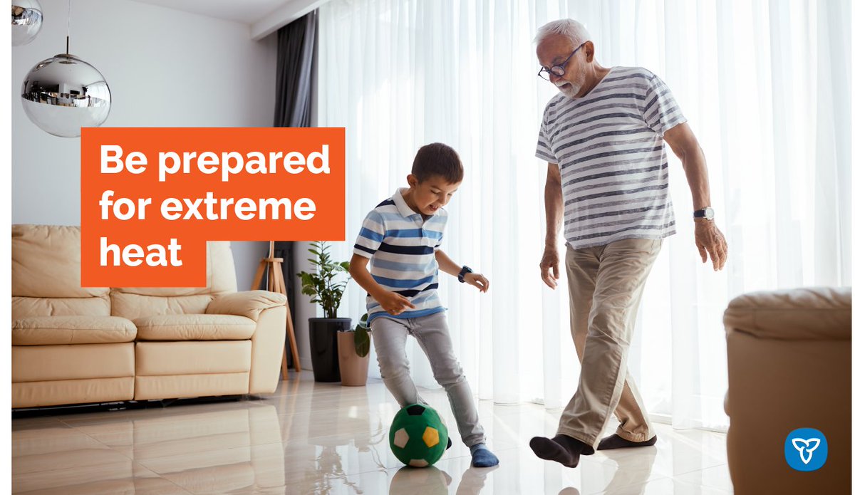 During periods of extreme heat, spend the hottest parts of the day in air-conditioned buildings & check in on those who may be vulnerable during severe weather conditions. For more extreme heat tips: ontario.ca/page/Extreme-H… #EPWeek2024 #Plan4EverySeason #PreparedON