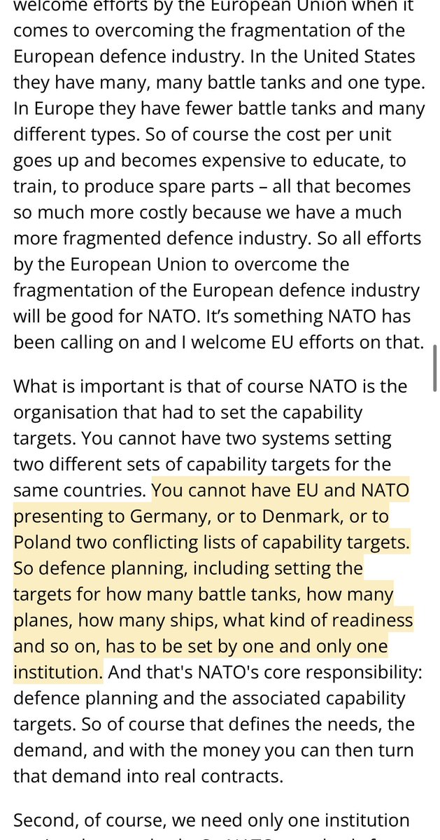 ICYMI- I did: This is NATO SecGen being *quite* critical of EU defence/defence industry efforts. (From March) nato.int/cps/en/natohq/….