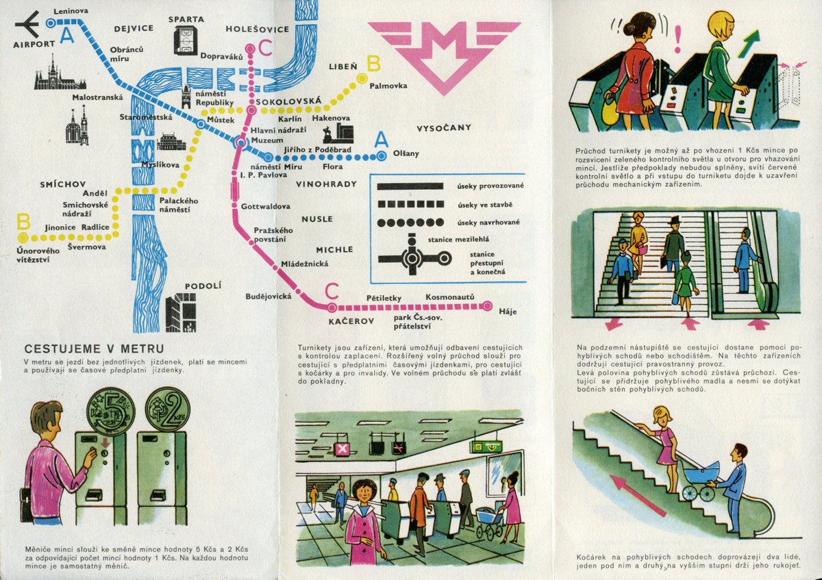Metru #metro50 k dnešnímu 5⃣0⃣. výročí otevření. Informační letáček někdy ze 70. let, co jsem našel doma. Zajímavé jsou některé nápady na jména budoucích stanic atd. Vivat, crescat, floreat!