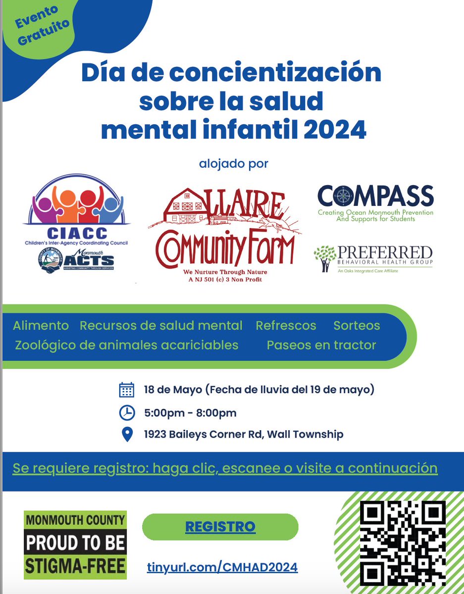 Carlos Villacrés (@rbms_counselor) on Twitter photo Free Community Events <a href="/MonmouthGovNJ/">Monmouth County</a> <a href="/bell_works/">Bell Works</a> <a href="/MentalHealthAm/">Mental Health America</a>
Eventos Gratuitos @ 5:00pm
May 10, 2024
May 18, 2024 Free Community Events <a href="/MonmouthGovNJ/">Monmouth County</a> <a href="/bell_works/">Bell Works</a> <a href="/MentalHealthAm/">Mental Health America</a>
Eventos Gratuitos @ 5:00pm
May 10, 2024
May 18, 2024