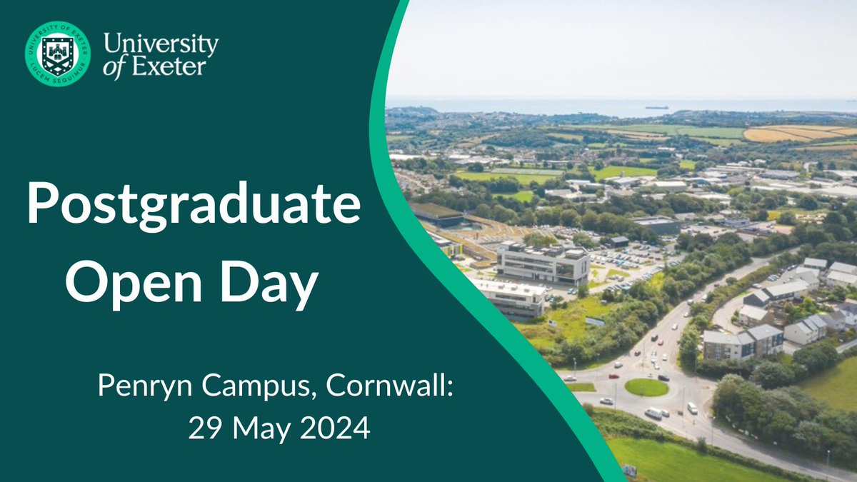 Thinking about what to do next? 🔎 Join us on campus at @UniExeCornwall to find out more about what the University of Exeter can offer you as a postgraduate student. 🗓️ Wednesday 29 May 2024 - Postgraduate Open Day, Penryn Campus Book here: tinyurl.com/2xspa3ta