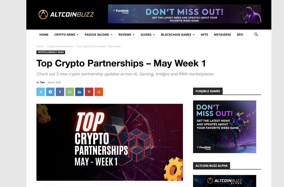 📢Kima is mentioned on Altcoin Buzz (Again)!📢

We’re proud to be featured as one of the “Top Crypto Partnerships – May Week 1“ by our partners, @Altcoinbuzzio.

🔥We’d like to thank all our partners, with whom we launched collaborations over the first week of May:…