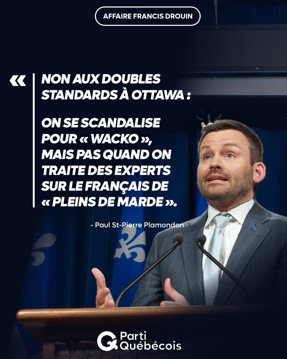 «Extrémistes... Pleins de 💩…» : c'est le fond de la pensée du gouvernement de Justin Trudeau sur la question du français au Québec. À Ottawa, c’est toujours deux poids deux mesures. Selon notre chef @PaulPlamondon, «On ne peut pas s’empêcher de voir à quel point on peut être…