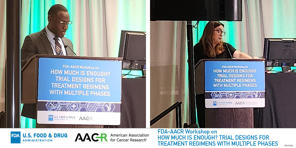 Current Landscape for Perioperative Trial Designs:
Moderated by Erin Larkins of the @US_FDA, the first session of the workshop, featured Oladimeji Adkinboro of the FDA, Valsamo Anagnostou of @HopkinsKimmel, and Kelly Kidwell of @UMichSPH, who joined virtually. #AACRSciencePolicy