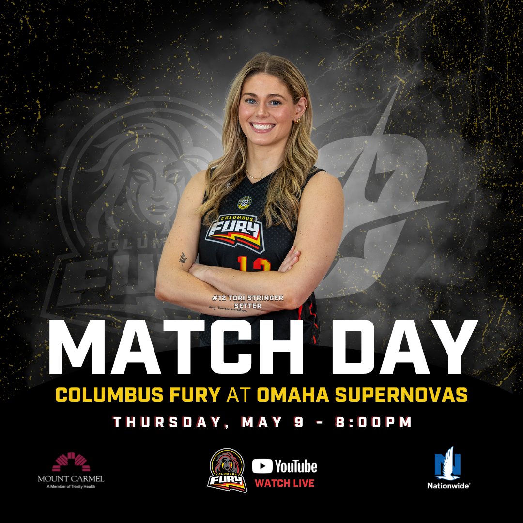 🚨IT’S MATCH DAY🚨 🆚Omaha Supernovas 📍CHI Health Center 🕗8 p.m. ET 📺youtube.com/watch?v=_EpVa7… #UnleashTheFury #ColumbusFury #RealProVolleyball #ProVolleyball