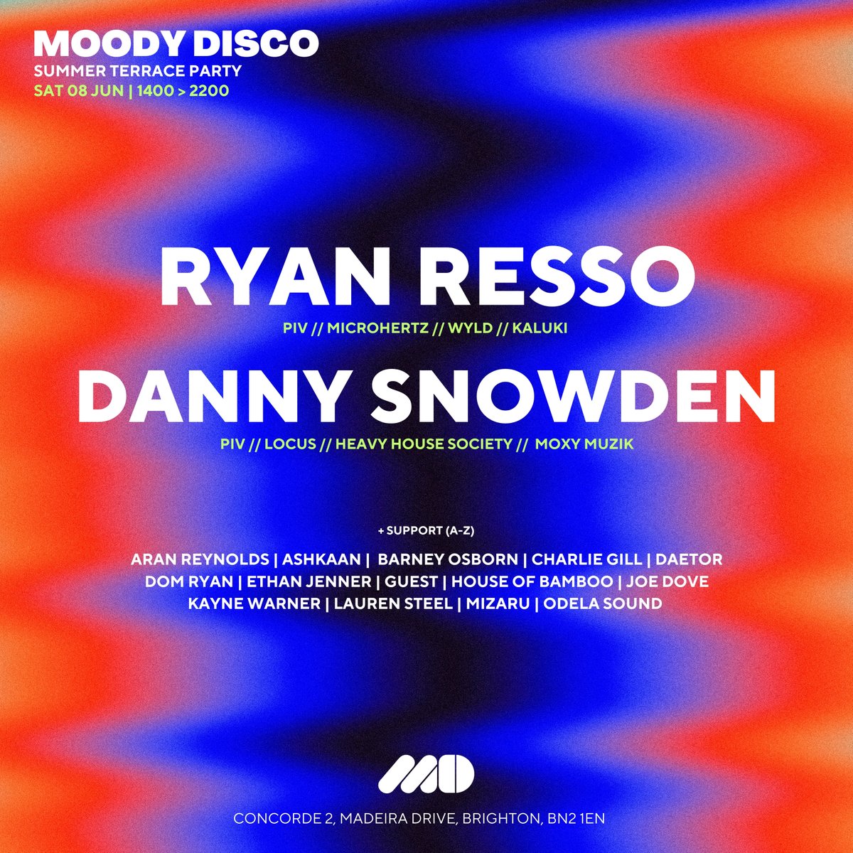 ☀☀ Just Announced ☀☀ Join us in June for a Moody Disco Summer Terrace Party. The team at Moody Disco have just announced a stacked line up for their first summer party here at C2. Head on over to concorde2.co.uk for your FREE ticket!