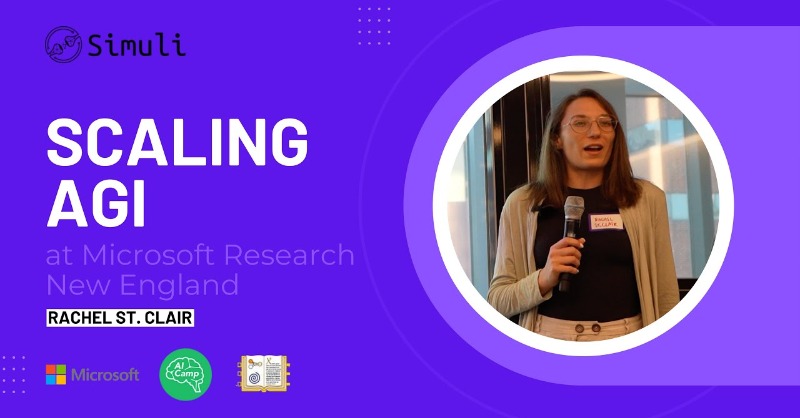 SingularityNET's tweet photo. Watch the CEO of @SimuliInc, Dr. Rachel St. Clair, discuss scaling #AGI and their new cognitive architecture "ReArc" at Boston's Microsoft Research New England: