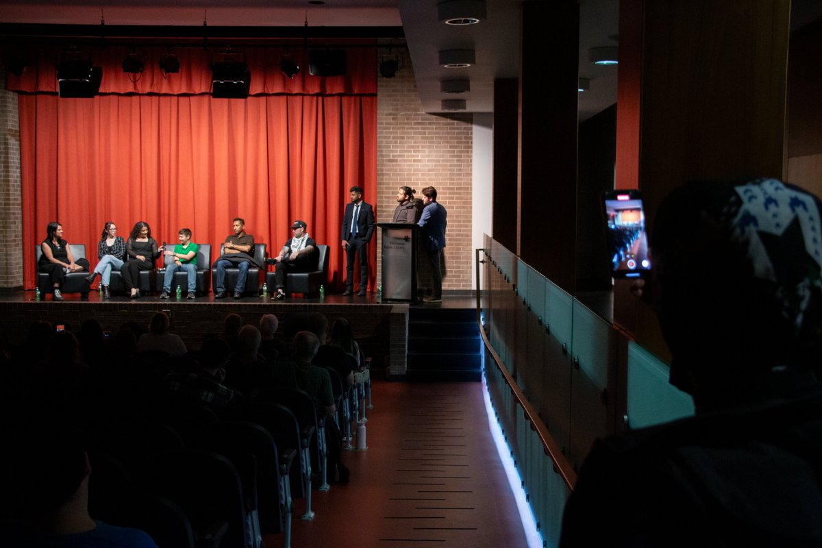 grandriverfilm's tweet photo. We had a spectacular full house at @KitchLibrary last night, as we celebrated local filmmakers, and discussed making movies right here in the #regionofWaterloo #kwawesome #grff24 https://t.co/2fmBiPJMps
