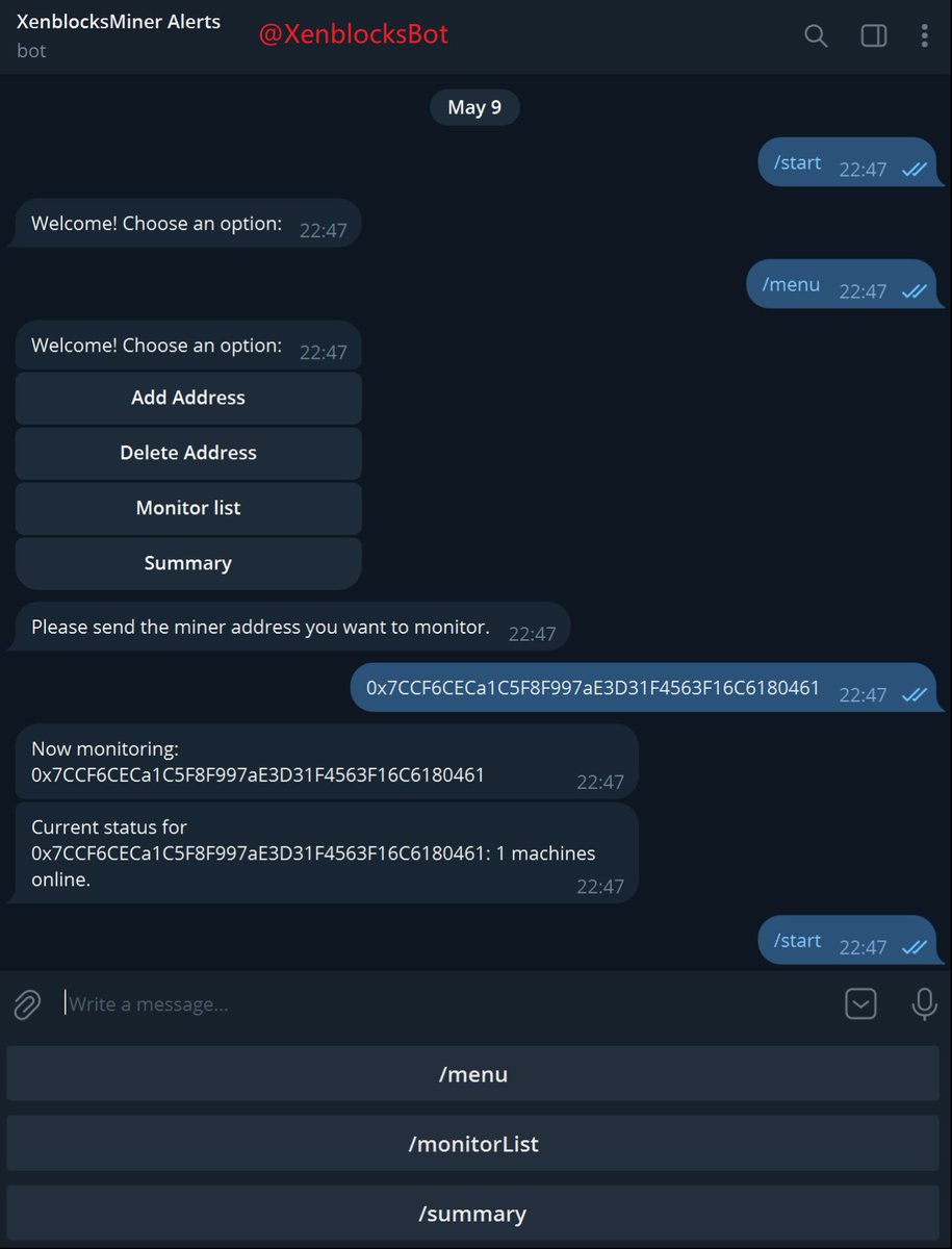 woody_soil's tweet photo. XenblocksMiner Alerts tg bot @XenblocksBot , for those using versions greater than 1.3.1 of XenblocksMiner:

1. An alarm will be triggered when the number of online machines changes
2. You can proactively check the rough real-time status

#xenblocks #x1 https://t.co/WiAKMFalhP