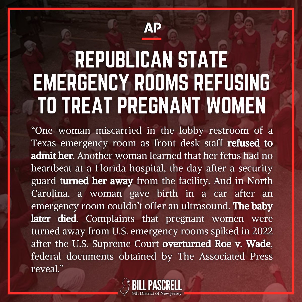 Where we are: emergency rooms are now refusing to treat pregnant women because of republican laws. Trump wants this future in every state in America