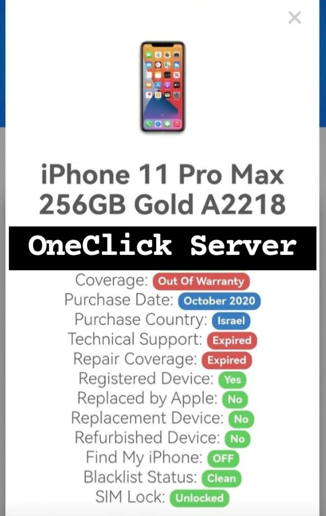 OneClick Server 

The slow iCloud Unlock Service works with a high success rate
