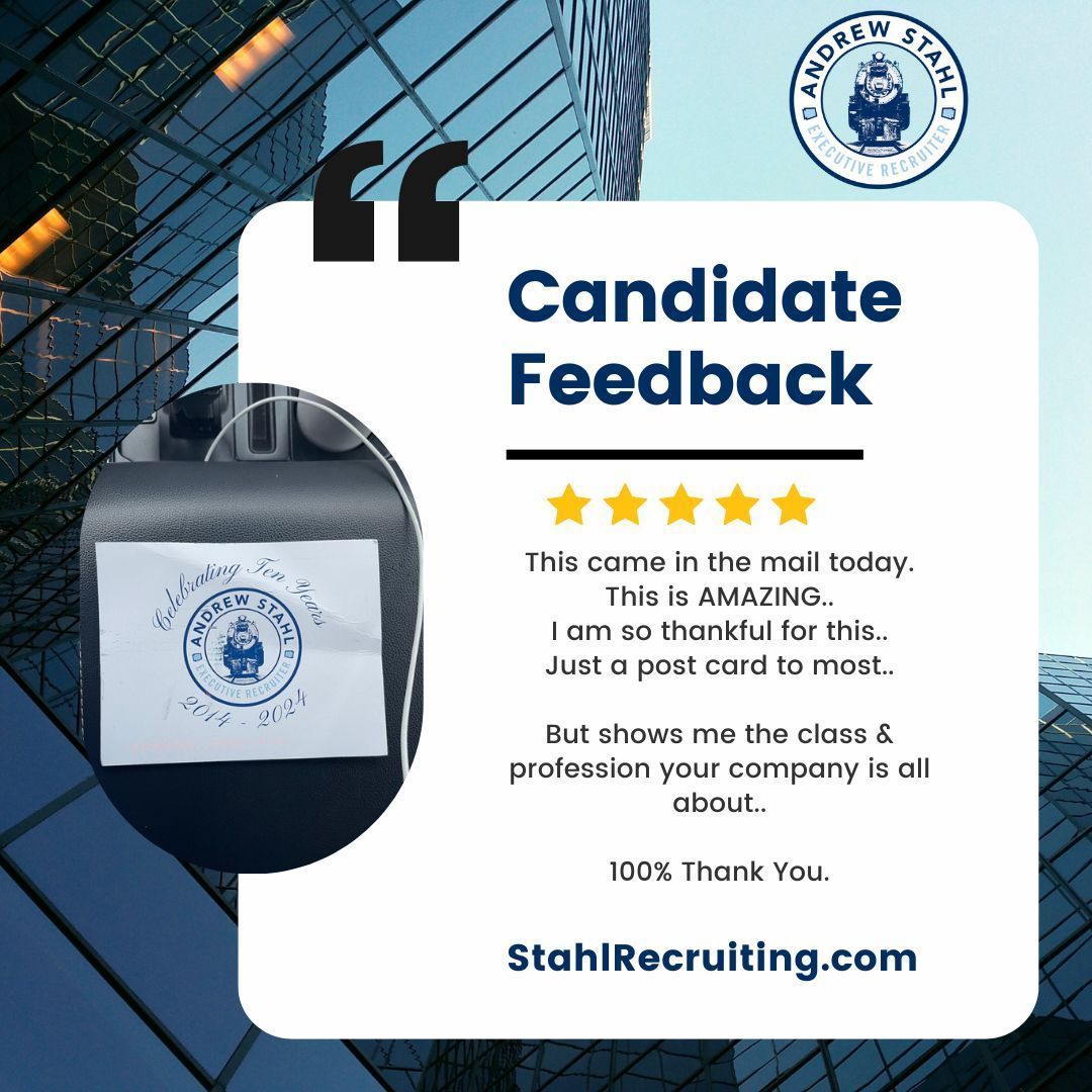 This amazing note came in from a candidate who received our postcard. It's a small gesture, but hearing how much it means to them is truly heartwarming💙
We believe in building relationships, & that starts with showing we care.  #ThankfulThursday  
#candidateexperience #Stahl10