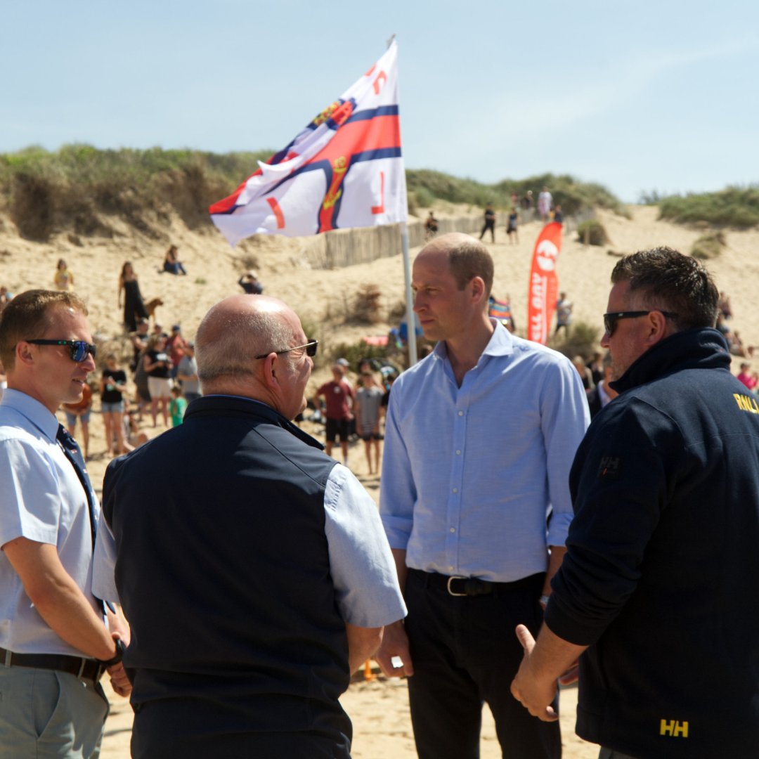 The Duke met members of the local beach community, including RNLI Head of Lifeguard Services and RNLI Lead Lifeguard Supervisor. They talked His Royal Highness through our lifeguard service in the area. In 2023, RNLI lifeguards in Cornwall aided 6,973 people.