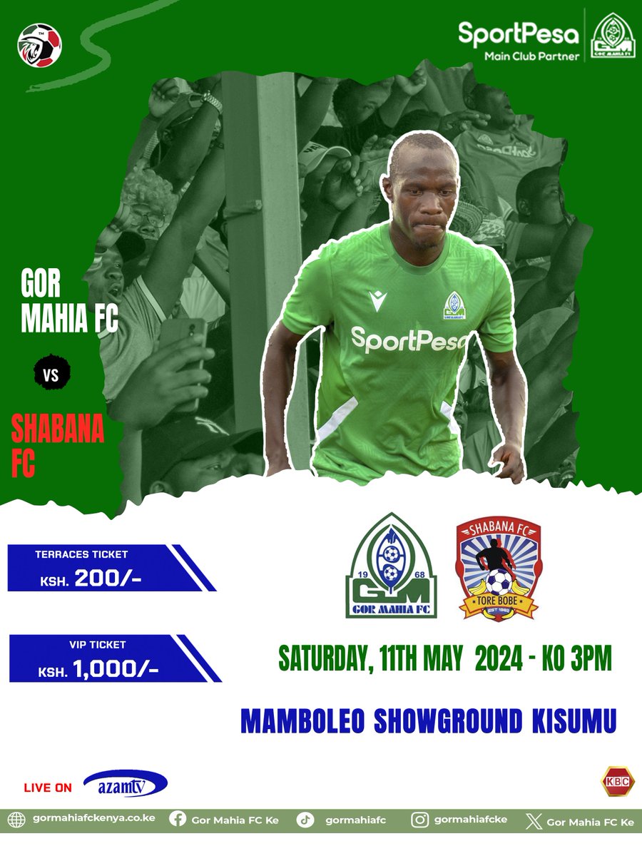 Next Match : Gor Mahia FC v Shabana FC 

#SportpesaNaGor #Kogalo #Sirkal