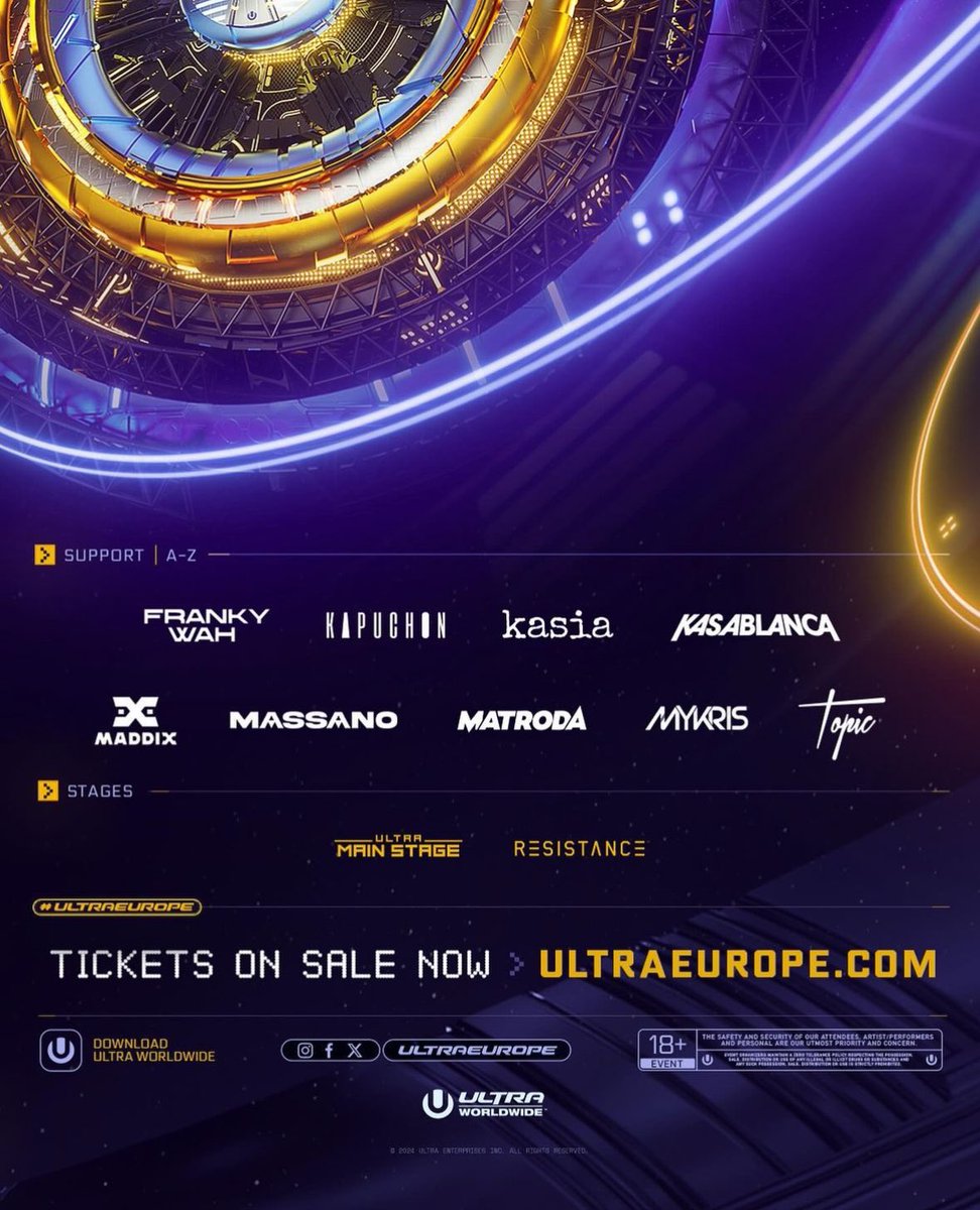 Phase two of @UltraEurope is out 🇭🇷

Axwell, CamelPhat, Subtronics, Sebastian Ingrosso, Kasablanca, Maddix + more added

July 12-14 in Split for the 10th anny