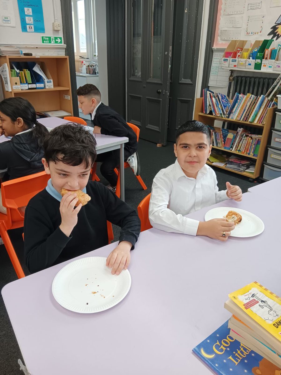 P6 trying French bread, pan au chocolate and croissants as part of our #culturalweek activities #trynewthings 😊