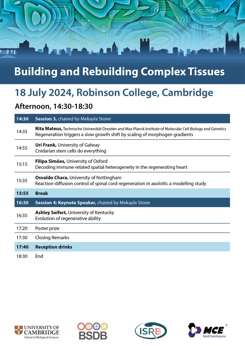 We’re excited to announce the programme for our Building and Rebuilding Complex Tissues Conference! Join us at Robinson College on the 18th July!

#ComplexTissues2024

bio.cam.ac.uk/complex-tissue…