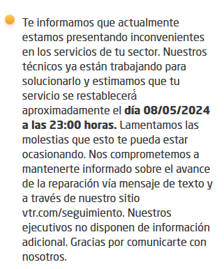 RonChile's tweet photo. se paso @VTRsoporte @VTRChile  #VTR 2 días reclamando por estar sin servicio en todo el sector y me dicen que realice seguimiento al caso, ya que me darán información exacta.
Me están webeando, mire como han cambiado de en 2 horas mas a 3 días después.
@SERNAC  @subtel_chile https://t.co/rRLUp78NhQ