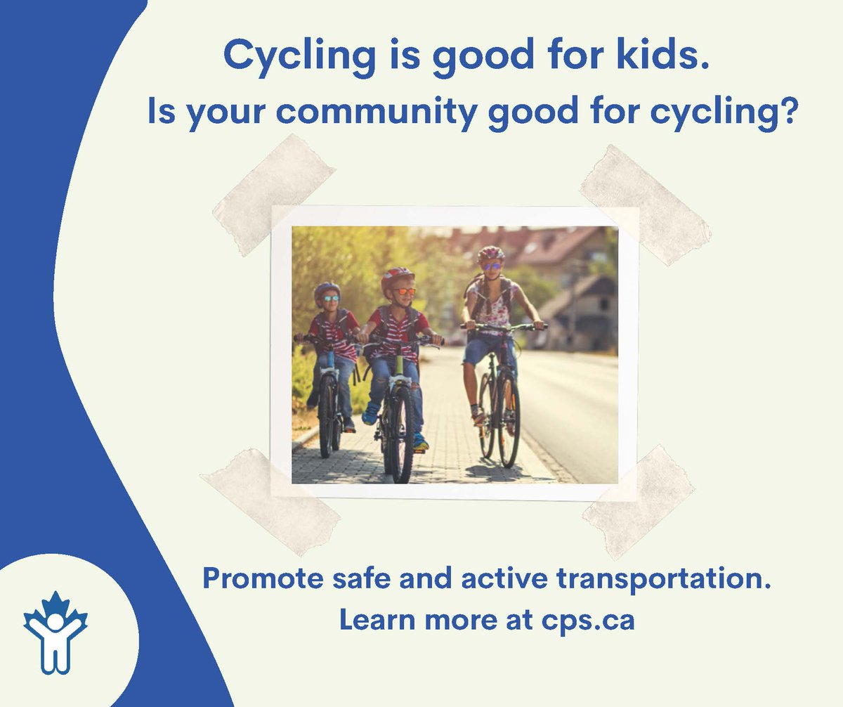 Cycling has many health benefits for children and adults. CPS recommends that city planners and municipal governments create safer built environments, such as elevated and protected bike lanes. ow.ly/1CGa50RAhE3