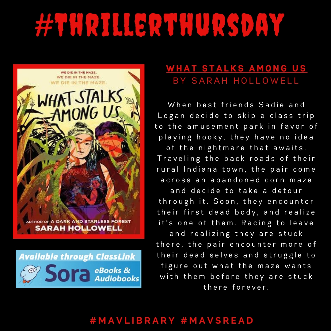 #ThrillerThursday book recommendation!

This book is available for checkout in our #digitallibrary, SORA (access via Classlink).

#mavlibrary #mavsREAD #pisdREADS