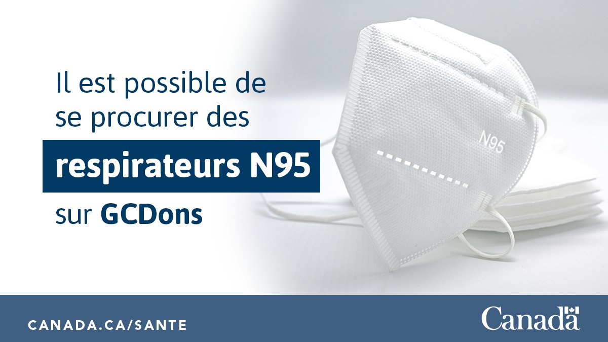 Des respirateurs #N95 sont offerts à certains groupes et organisations sur GCDons. Ils peuvent réduire l’exposition aux particules fines dans la fumée pendant la saison des #FeuxDeForêt et limiter la propagation des maladies infectieuses respiratoires. ow.ly/e8Ge50RAl6Y