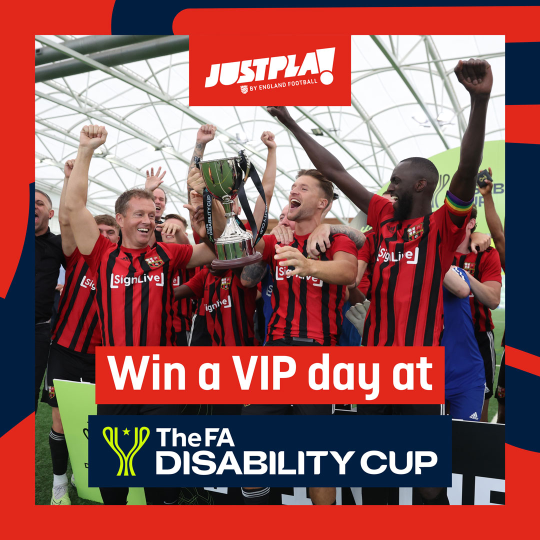 Be like DS Active who won a trip to the FADC last year. This year it could be you 😍 Win a VIP Cup Finals day for Just Play providers. Enter our Prize Draw to win a VIP day at the FA Disability Cup Finals and you will be part of the day. Find out more👉 englandfootball.com/play/adult-foo…