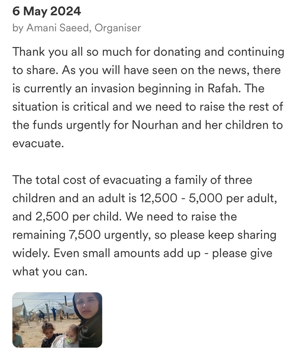 Help Nourhan & her family of 3 young children leave Gaza - please share & donate if you can gofund.me/ede7072e