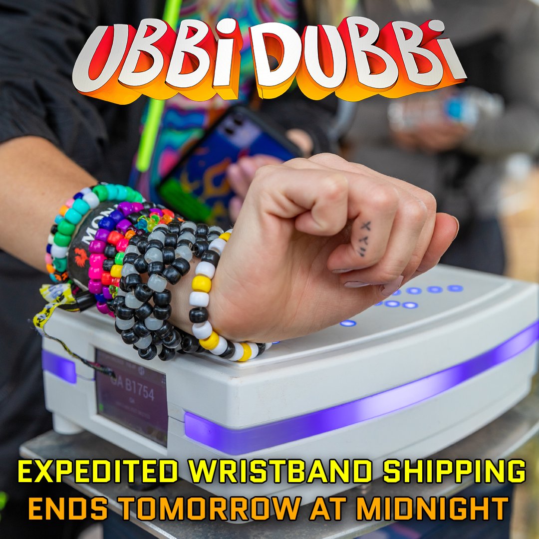 Expedited wristband shipping ends tomorrow at midnight📬 Buy now and skip the box office lines at the festival💜 ubbidubbifestival.com🎟